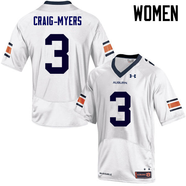 Women Auburn Tigers #3 Nate Craig-Myers College Football Jerseys Sale-White